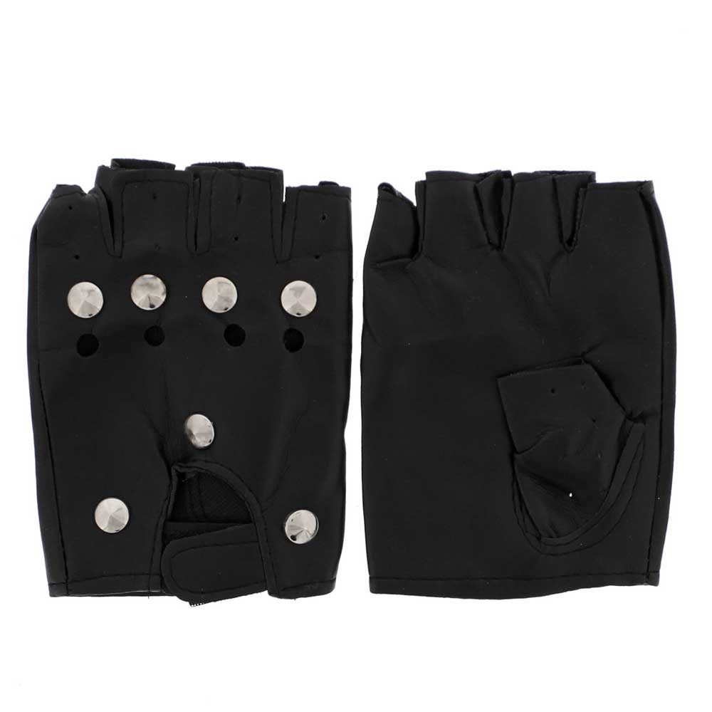Zac's Alter Ego - Biker with studs Gants sans doigts - Noir